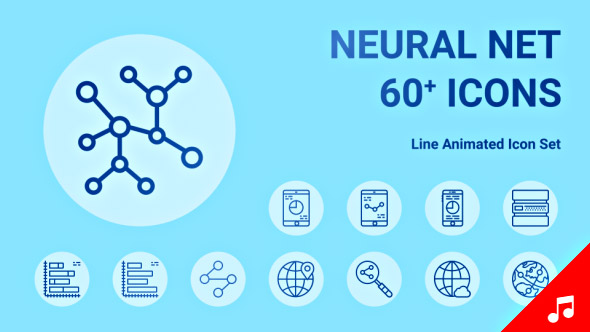 Artificial Intelligence Neural Network Animation - Line Icons and Elements