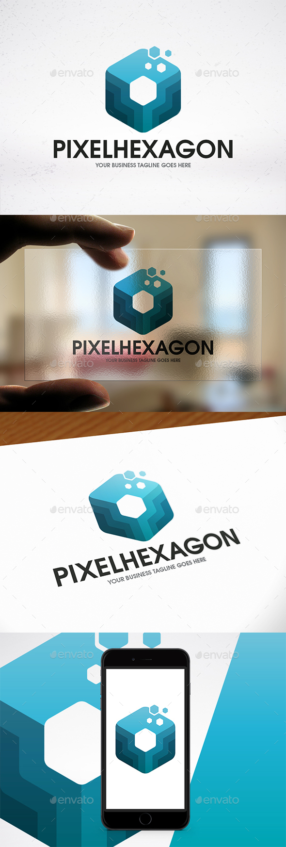 Pixel Hexagon Colorful Logo - Abstract Logo Templates