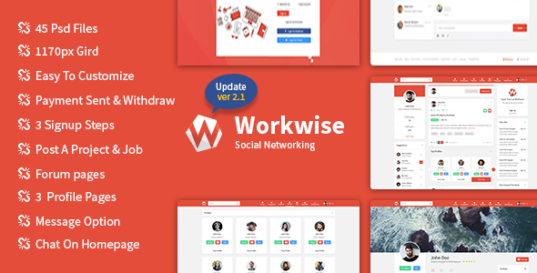 Workwise - The Freelancer And Social Networking PSD Template - Creative PSD Templates