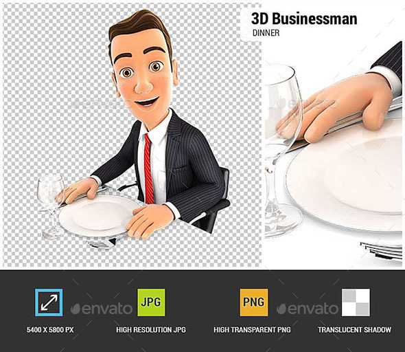 GraphicRiver 3D Businessman Ready for Dinner 20655299 GraphicRiver 3D Businessman Ready for Dinner 20655299