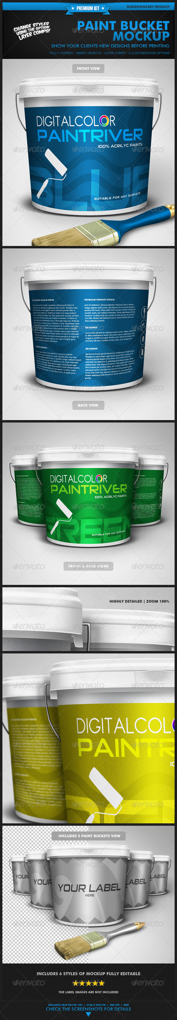 Premium PSD  Plastic paint bucket packaging mockup