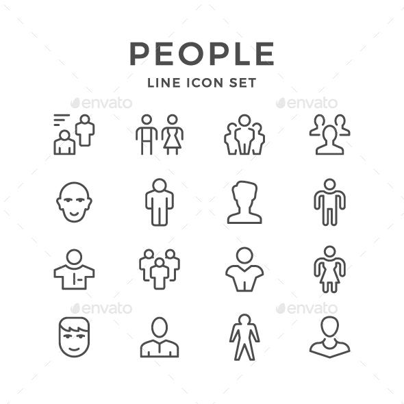 Set Line Icons of People - People Characters