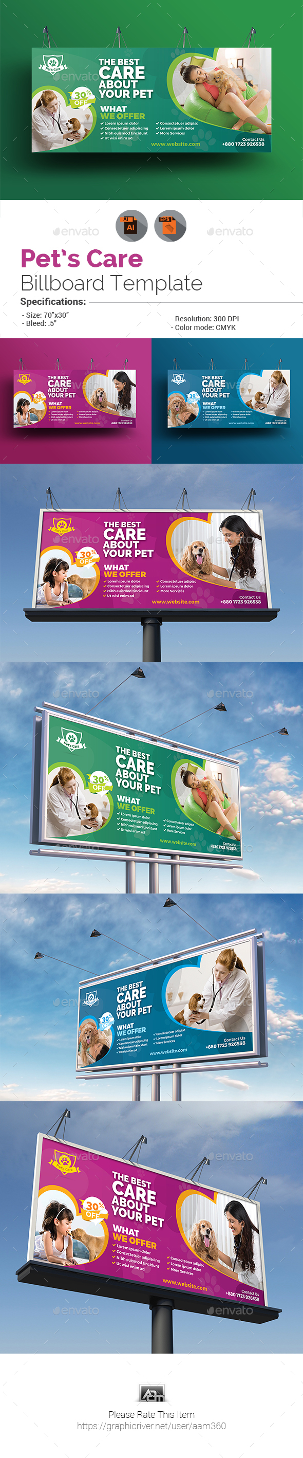 GraphicRiver Pets Care Billboard Template 20655925 GraphicRiver Pets Care Billboard Template 20655925