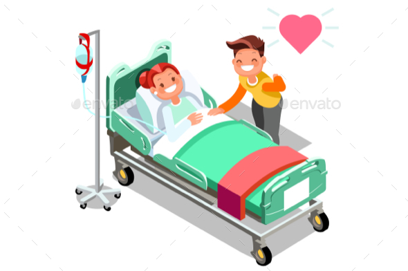 Hospital Breast Cancer Isometric People Vector - Vectors