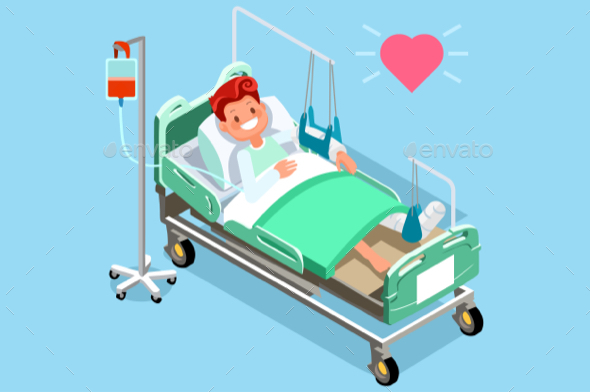Patient Leg Broken Fracture Rehabilitation Medical Vector - Vectors