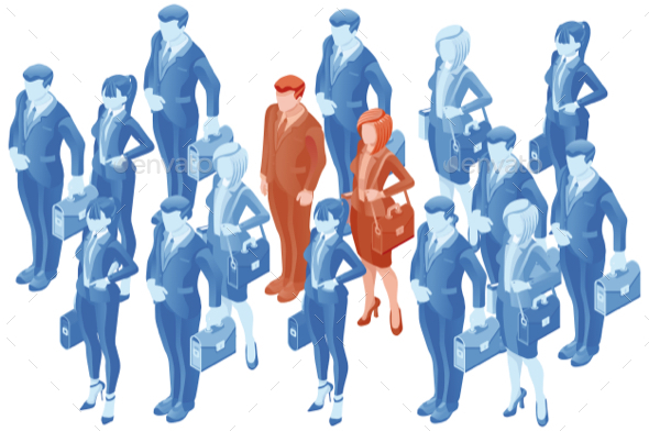 People Vector Human Resource Recruitment Isometric - Vectors