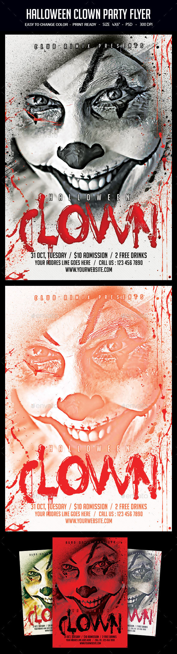 GraphicRiver Halloween Clown Party Flyer 20660565