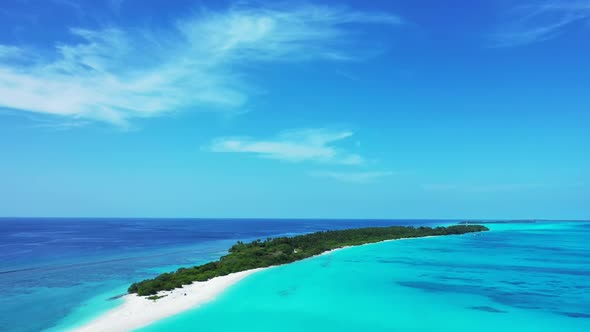 Aerial tourism of idyllic bay beach trip by blue water with white sand background of a daytrip near  alt
