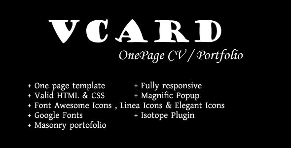 Extraordinary Vcard - Onepage Responsive CV / Portfolio Templatee