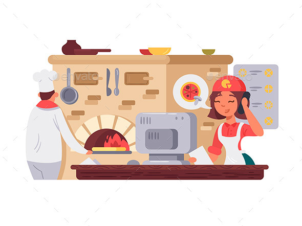 Kitchen in Pizzeria - Miscellaneous Vectors