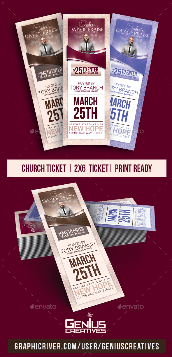 Leader's Day Church Ticket Template - Miscellaneous Print Templates