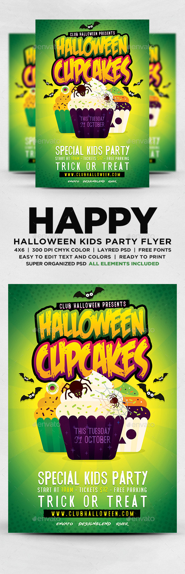 Halloween Cupcakes Kids Party Flyer