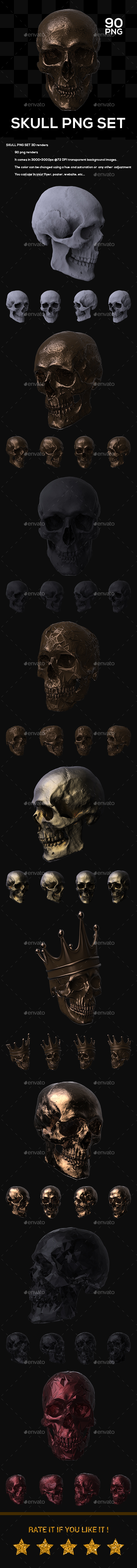 Skull PNG Set - Objects 3D Renders