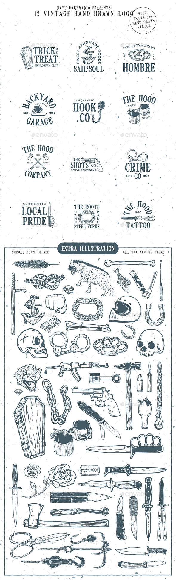 12 Vintage Logo + 50 Extra Illustrations