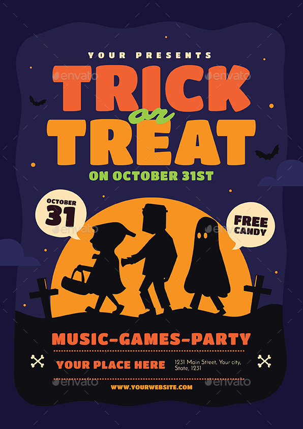 Halloween Trick or Treat Flyer, Print Templates | GraphicRiver