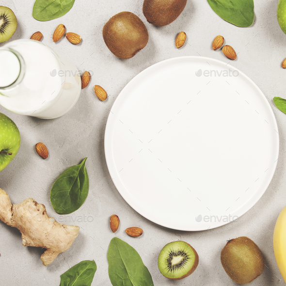Variety of fresh fruits and nuts - Stock Photo - Images