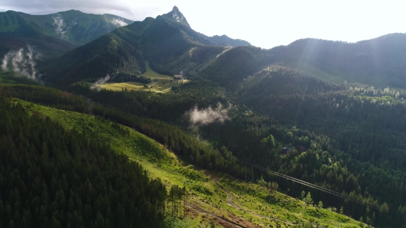 Aerial View of Hotel in Beautiful Mountains