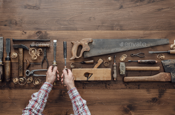 Carpenter holding tools