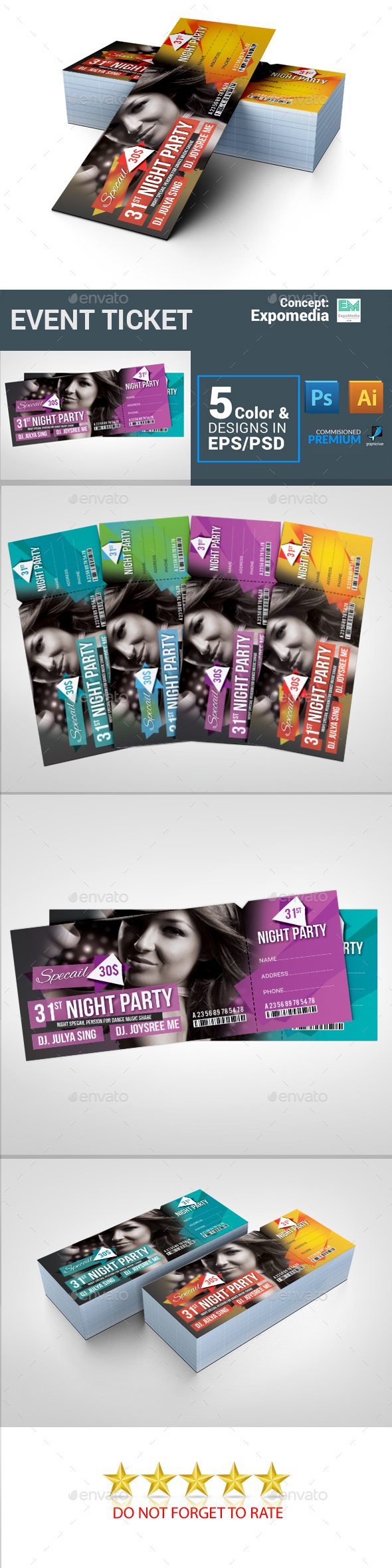 Event Ticket - Cards & Invites Print Templates