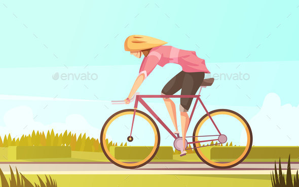 Bicycle Rider Woman Composition