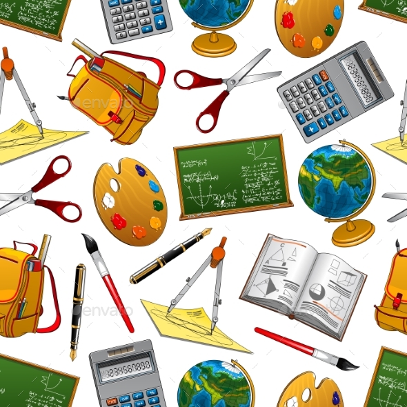 Back To School Vector Seamless Pattern - Backgrounds Decorative