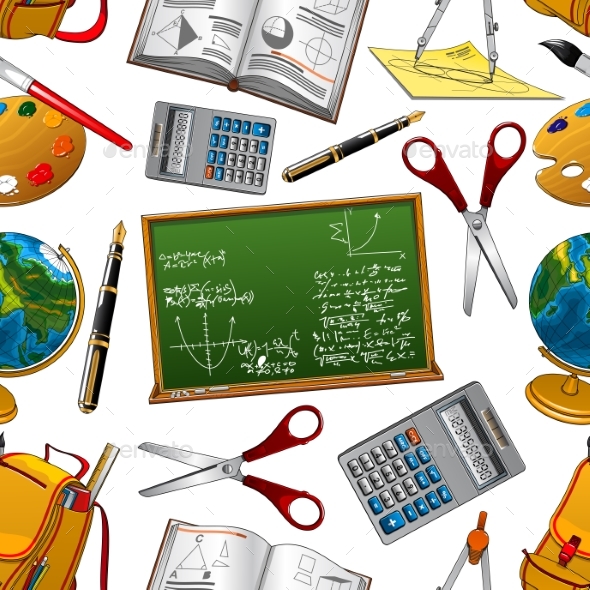 Back To School Vector Seamless Pattern - Backgrounds Decorative