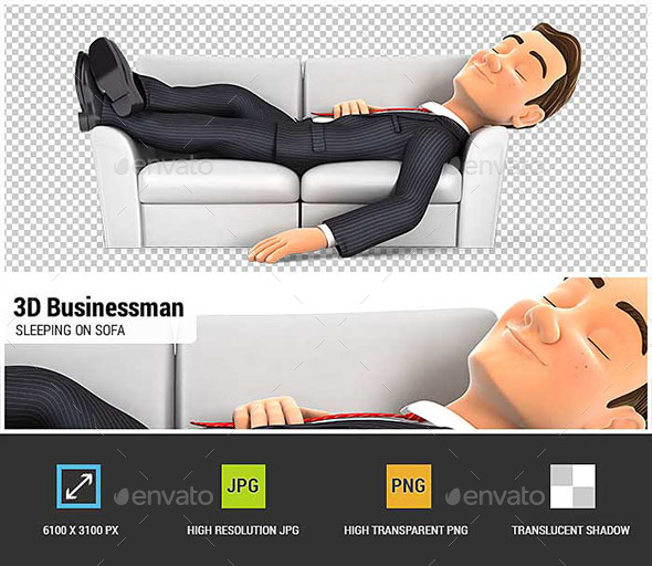GraphicRiver 3D Businessman Sleeping on Sofa 20668562 GraphicRiver 3D Businessman Sleeping on Sofa 20668562