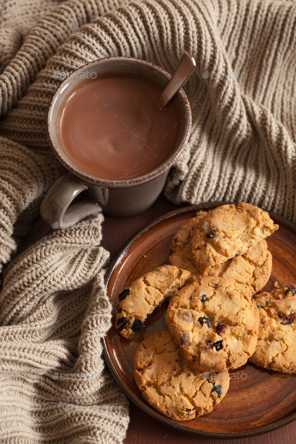 hot chocolate warming drink wool throw cozy autumn cookies