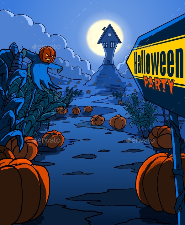 Halloween Party Illustration Poster