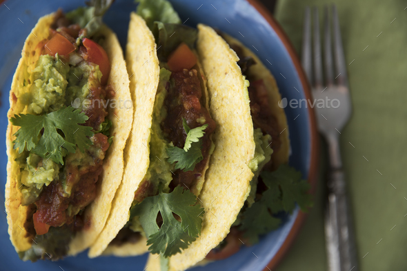 Spicy Lentil Tacos From Above