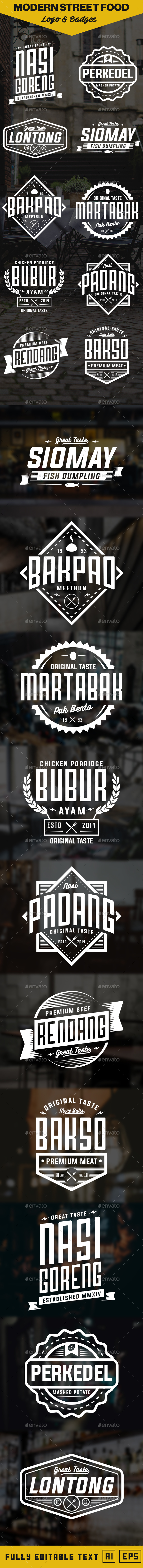 Modern Street Food Label & Badges - Badges & Stickers Web Elements