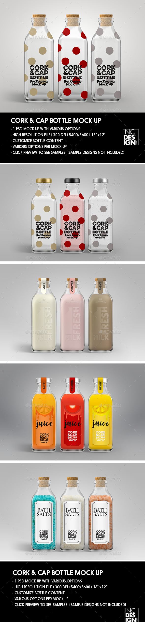 Cork and Metal Cap Bottle Packaging Mock Up