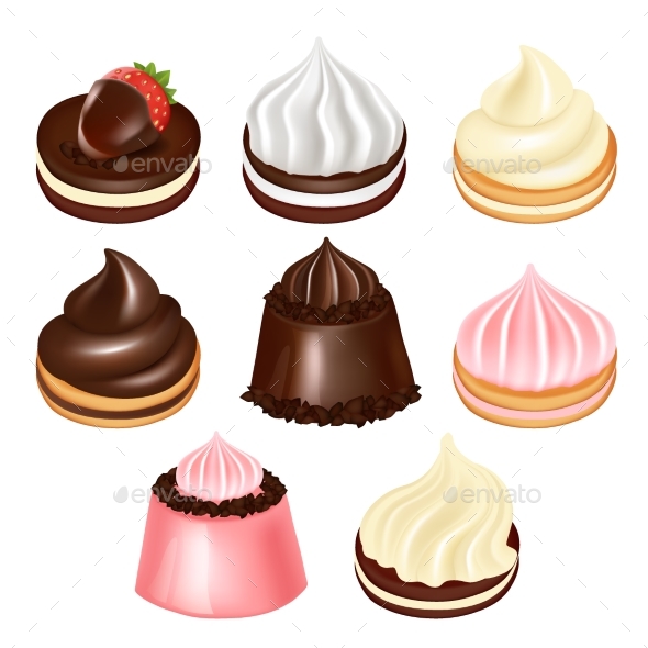 GraphicRiver Vector Whipped Cream Sweet Dessert Icon Set 20671403