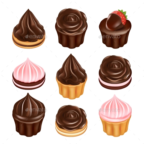 GraphicRiver Vector Chocolate Muffin Icon Set 20671406 GraphicRiver Vector Chocolate Muffin Icon Set 20671406