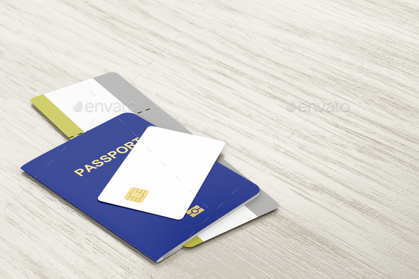 Passport, bank card and boarding pass - Stock Photo - Images