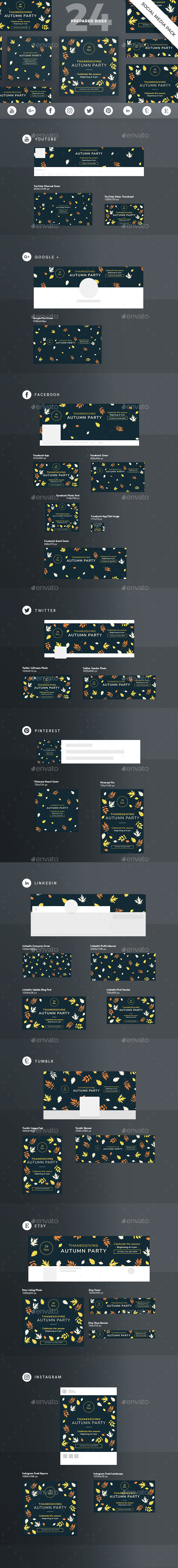 Thanksgiving Party Social Media Pack - Miscellaneous Social Media