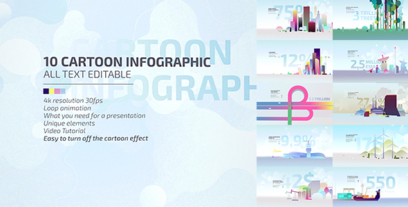 10 Cartoon Infographic / Economic Explainer Video Toolkit 4K / Business Presentation