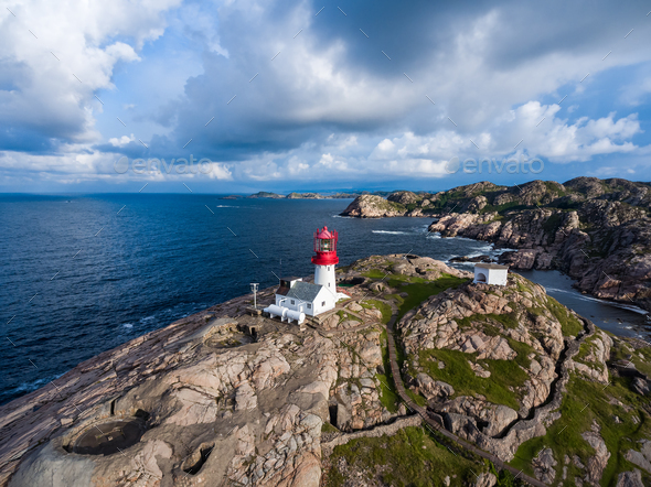 Lindesnes Fyr Lighthouse, Norway - Stock Photo - Images