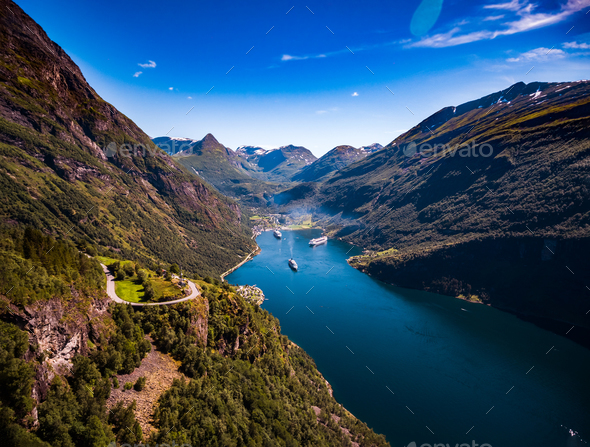 Geiranger fjord, Norway. - Stock Photo - Images