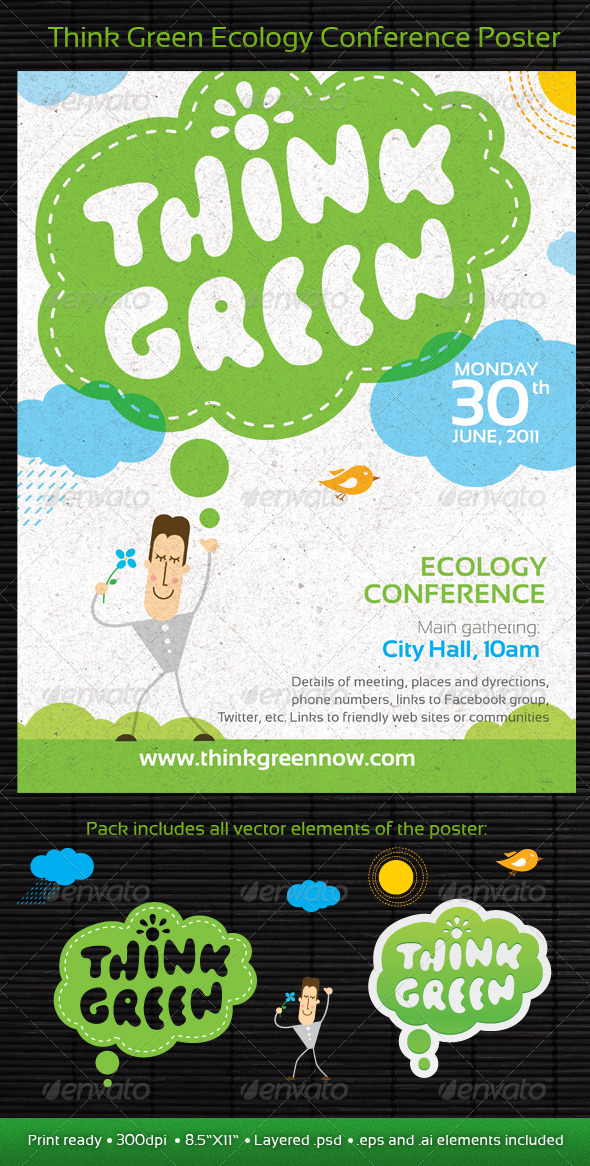Think Green Ecology Conference Poster/Flyer Templa - Print Templates