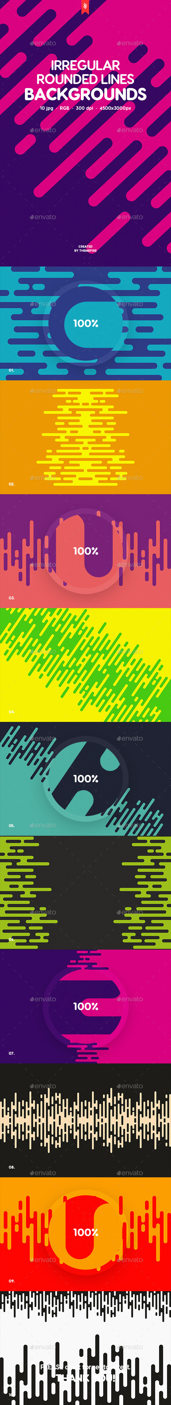 10 Different Abstract Irregular Rounded Lines Backgrounds