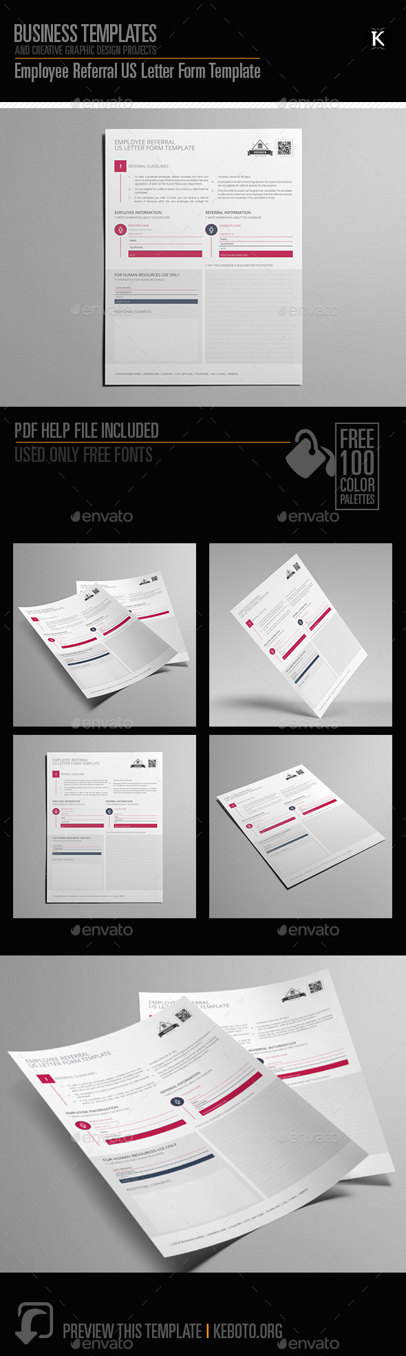 Employee Referral US Letter Form Template By Keboto