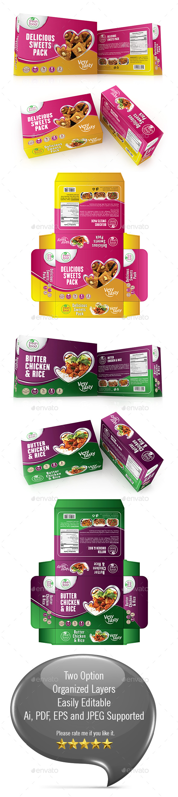 Fast Food box Template Vol 02 - Packaging Print Templates