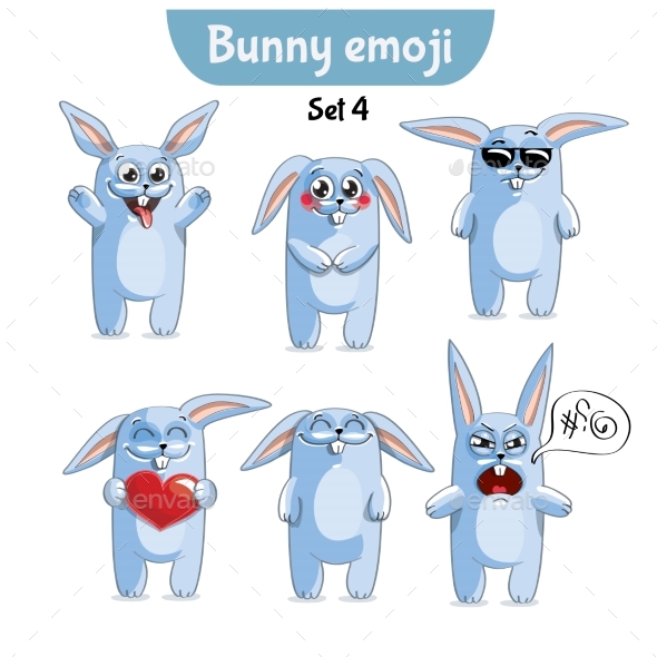 Set of Rabbit Characters Set 4 - Miscellaneous Vectors