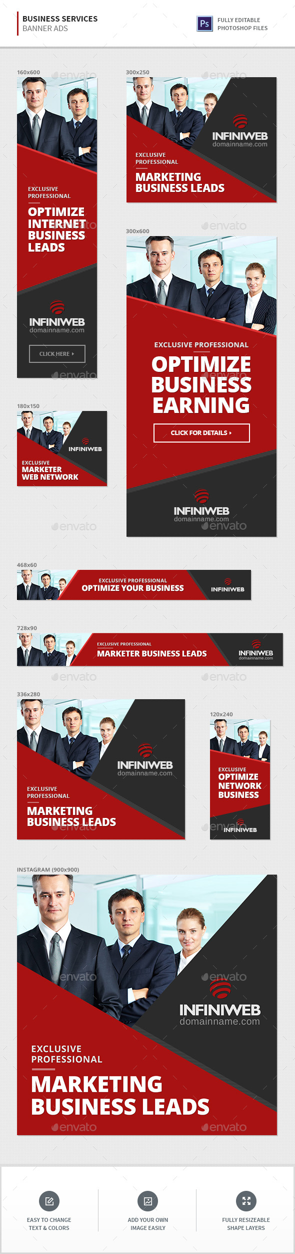 Business Services Banners - Banners & Ads Web Elements
