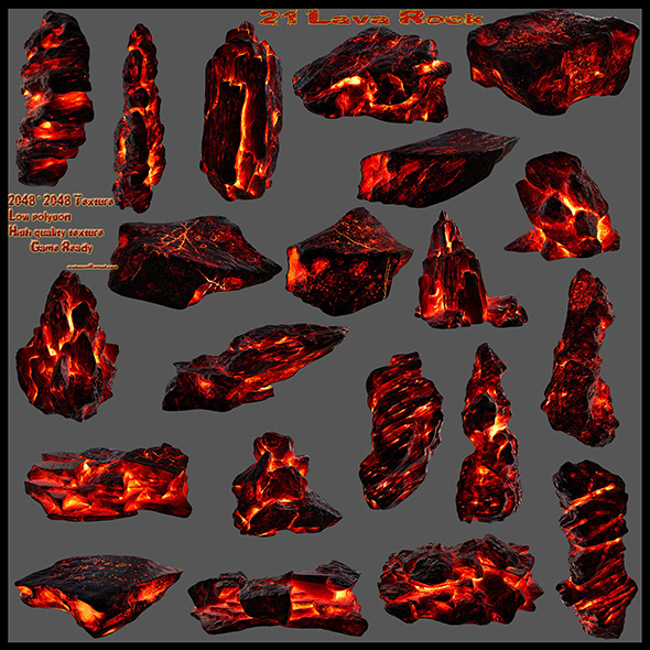 lava rock set - 3Docean 20675638