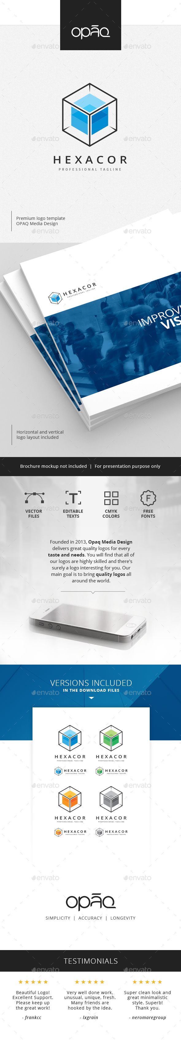 Hexagon Cubical Core Logo - Abstract Logo Templates