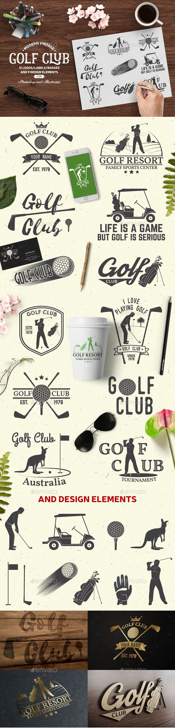 Golf Club - Badges & Stickers Web Elements