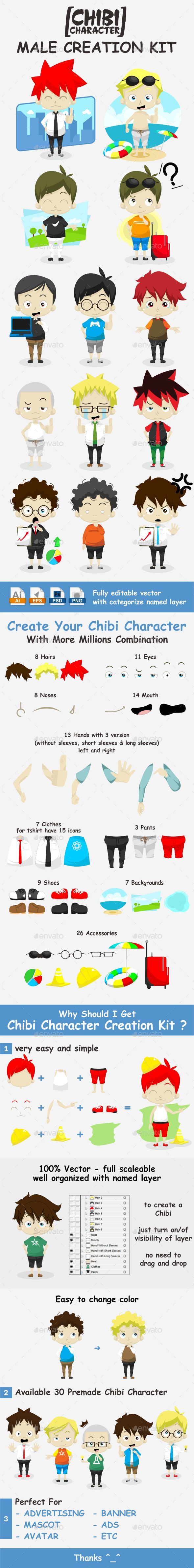 Chibi Character Male Creation Kit - People Characters