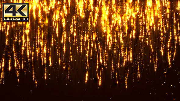 Abstract Dark Gold Digital Particle Rain Background 4K